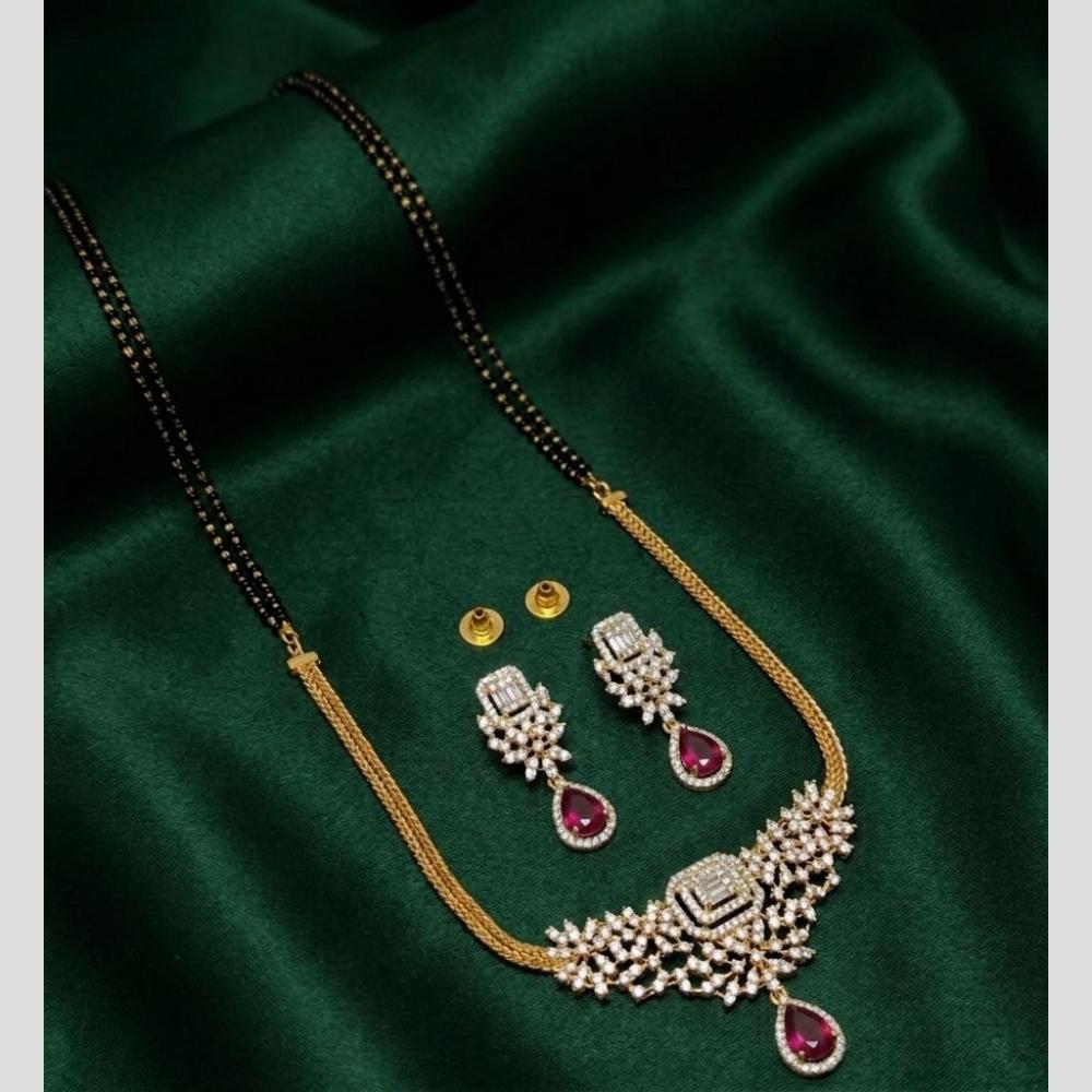 Aamrapali Elegant American Diamond Black Beaded Mangalsutra