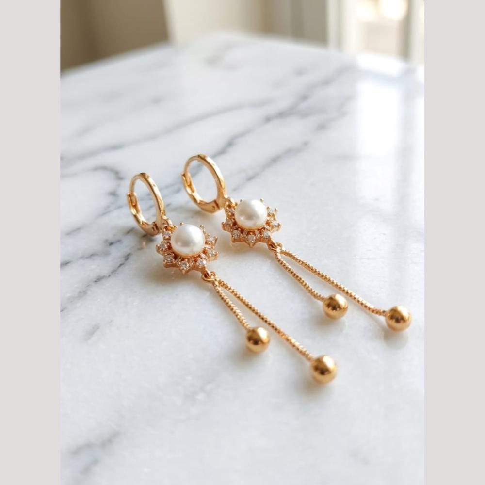 Aamrapali Modern Minimalist Austrian Stone And Pearl Dangler Bali Earrings