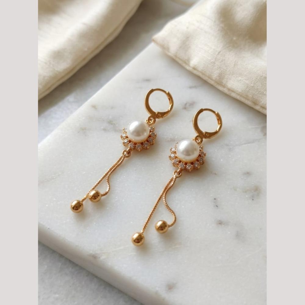Aamrapali Modern Minimalist Austrian Stone And Pearl Dangler Bali Earrings