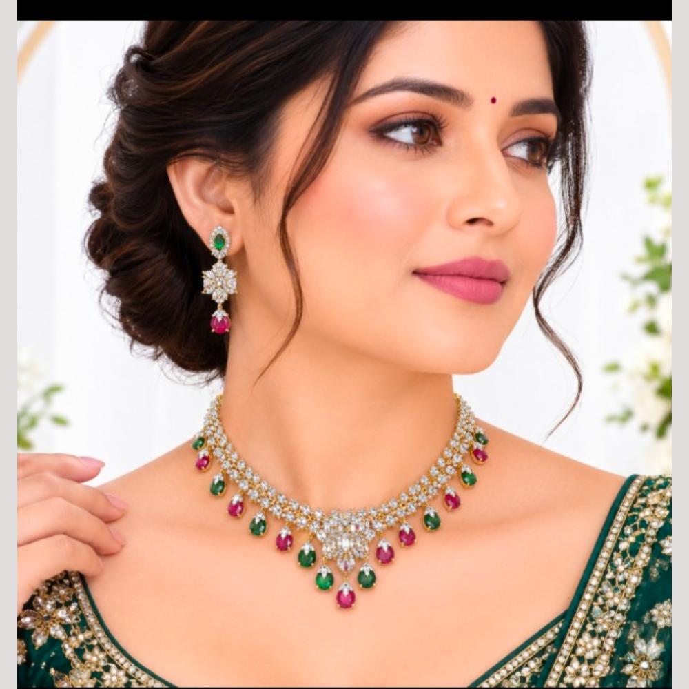 Aamrapali Luxury Designer American Diamond Choker Necklace Set for Women