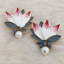 Marudhar Creations Gold Plated Matte Finish Stud Earrings