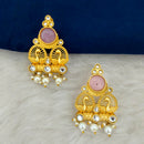 Marudhar Creations Gold Plated Matte Finish Stud Earrings