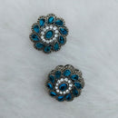 Marudhar Creations Oxidised Plated Pota Stone Stud Earrings
