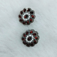 Marudhar Creations Oxidised Plated Pota Stone Stud Earrings