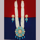 Marudhar Creations Gold Plated Matte Finish Pearl And Kundan Long Necklace Set