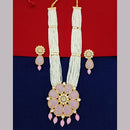 Marudhar Creations Gold Plated Matte Finish Pearl And Kundan Long Necklace Set