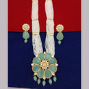 Marudhar Creations Gold Plated Matte Finish Pearl And Kundan Long Necklace Set