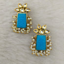 Marudhar Creations Gold Plated Matte Finish Kundan And Pearl Stud Earrings
