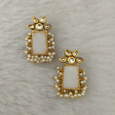 Marudhar Creations Gold Plated Matte Finish Kundan And Pearl Stud Earrings