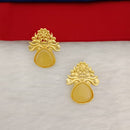 Marudhar Creations Gold Plated Matte Finish Pota Stone Stud Earrings