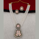 Marudhar Creations Gold Plated Matte Finish Pearl And Kundan Long Necklace Set