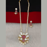 Marudhar Creation Gold Plated Mother Of Pearls Long Necklace Set