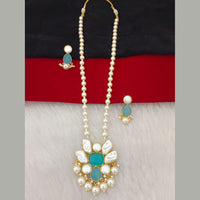 Marudhar Creation Gold Plated Mother Of Pearls Long Necklace Set