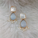 Marudhar Creations Gold Plated Matte Finish Kundan And Pearl Dangler Earrings