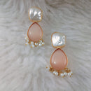 Marudhar Creations Gold Plated Matte Finish Kundan And Pearl Dangler Earrings