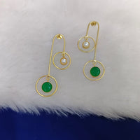 Marudhar Creations Gold Plated Matte Finish Dangler Earrings.