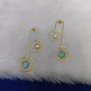 Marudhar Creations Gold Plated Matte Finish Dangler Earrings.