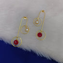 Marudhar Creations Gold Plated Matte Finish Dangler Earrings.