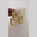 Marudhar Creations Gold Plated Matte Finish Pota Stone Dangler Earrings