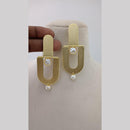 Marudhar Creations Gold Plated Matte Finish Pota Stone Dangler Earrings