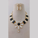 Marudhar Creations Gold Plated Matte Finish Pota Stone And Mother Of Pearls Necklace Set