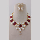 Marudhar Creations Gold Plated Matte Finish Pota Stone And Mother Of Pearls Necklace Set
