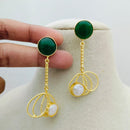 Marudhar Creations Gold Matte Finish Pota Stone Dangler Earrings