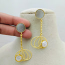 Marudhar Creations Gold Matte Finish Pota Stone Dangler Earrings