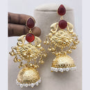 Marudhar Creations Matte Finish Pota Stone And Ghungroo Jhumki Earrings