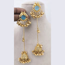 Marudhar Creations Matte Finish Pota Stone And Ghungroo Jhumki Earrings