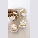 Marudhar Creations Royal Gold Matte Finish  Pearl Meenakari Jhumki Earrings