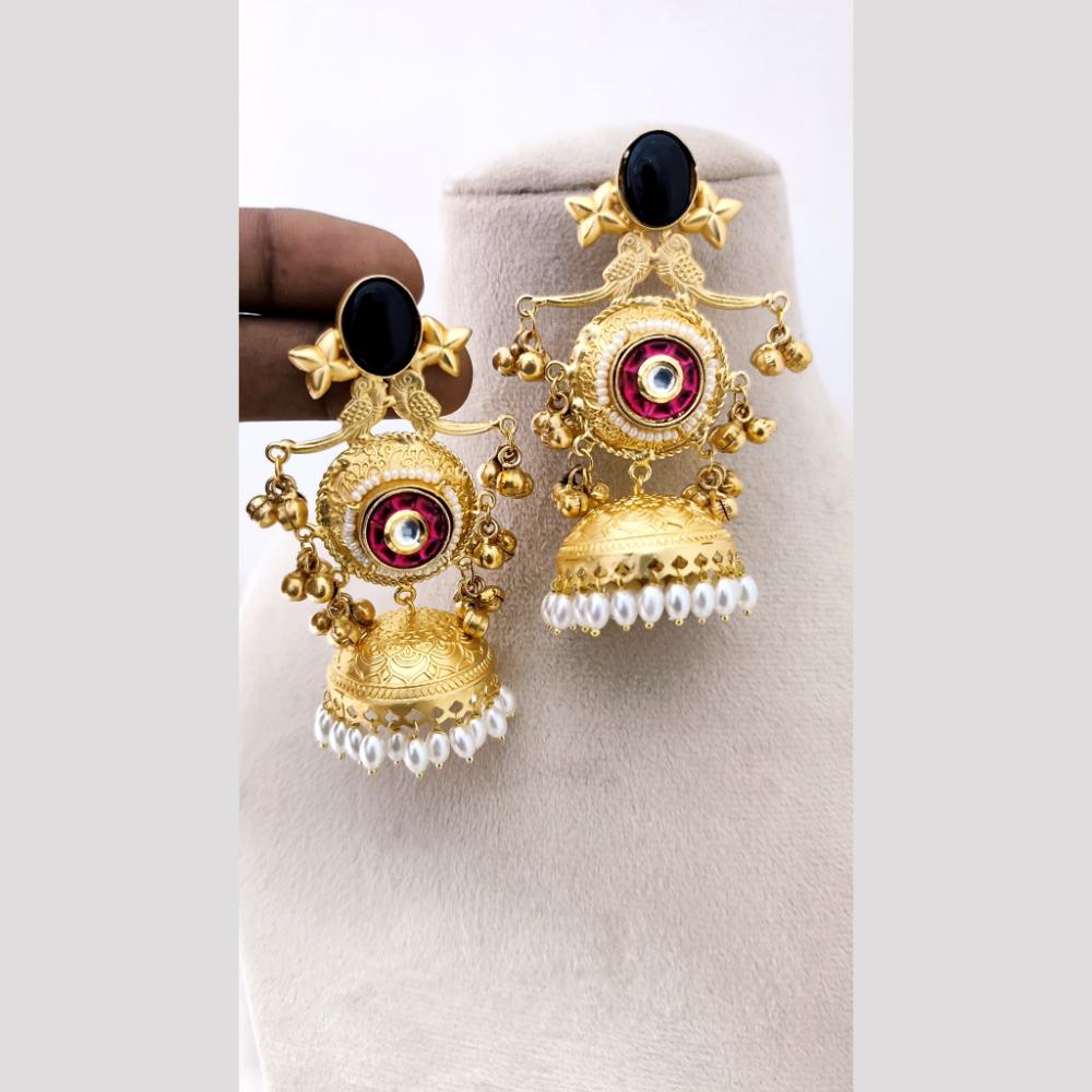 Marudhar Creations Regal Avian Motif Pearl Jhumkas