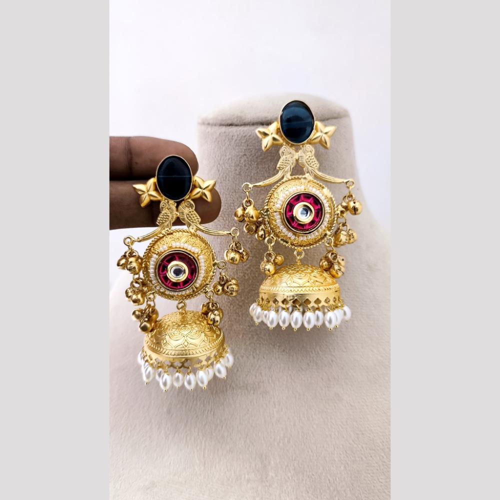 Marudhar Creations Regal Avian Motif Pearl Jhumkas