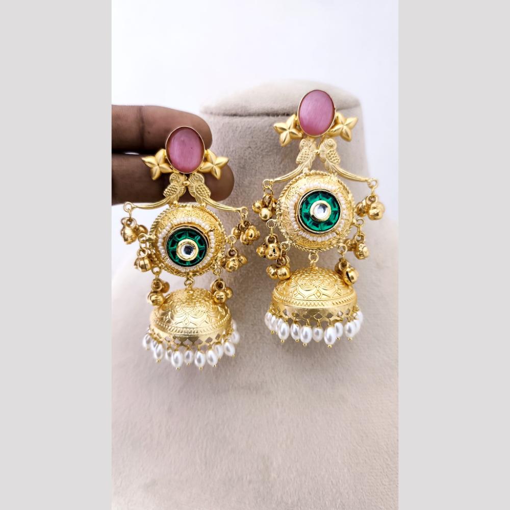 Marudhar Creations Regal Avian Motif Pearl Jhumkas