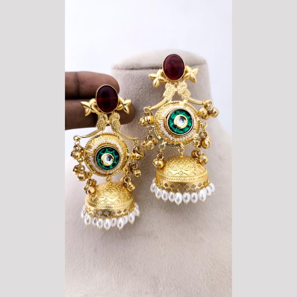 Marudhar Creations Regal Avian Motif Pearl Jhumkas