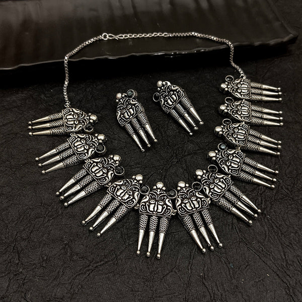Deep Jewell Oxidised Plated Necklace Set