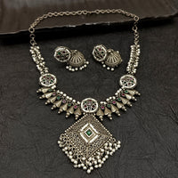 Deep Jewell Oxidised Plated Pearl Necklace Set
