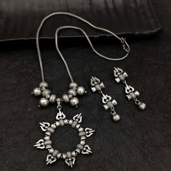 Deep Jewell Oxidised Plated Shiva Trishul Necklace Set