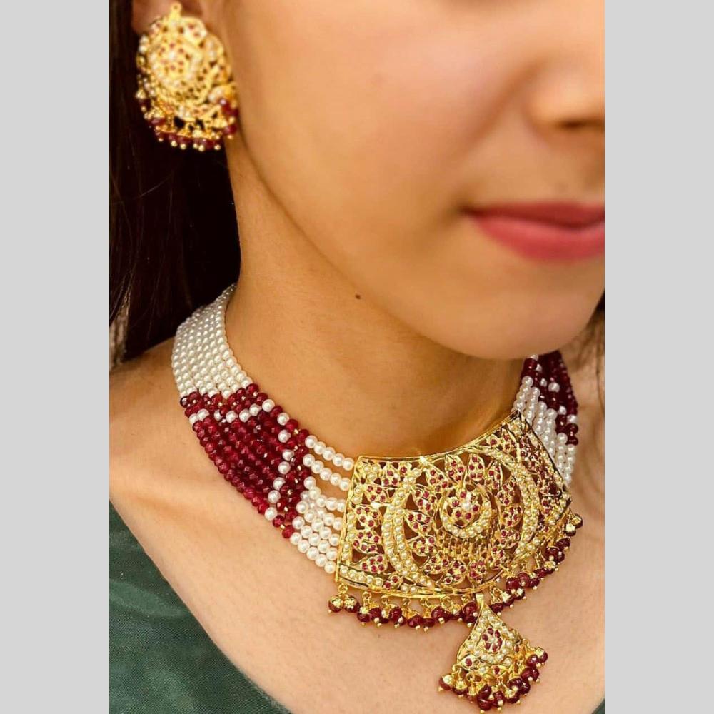 Everlasting Jadau Designer Elegant Austrian Stone Accents Beaded Choker Set