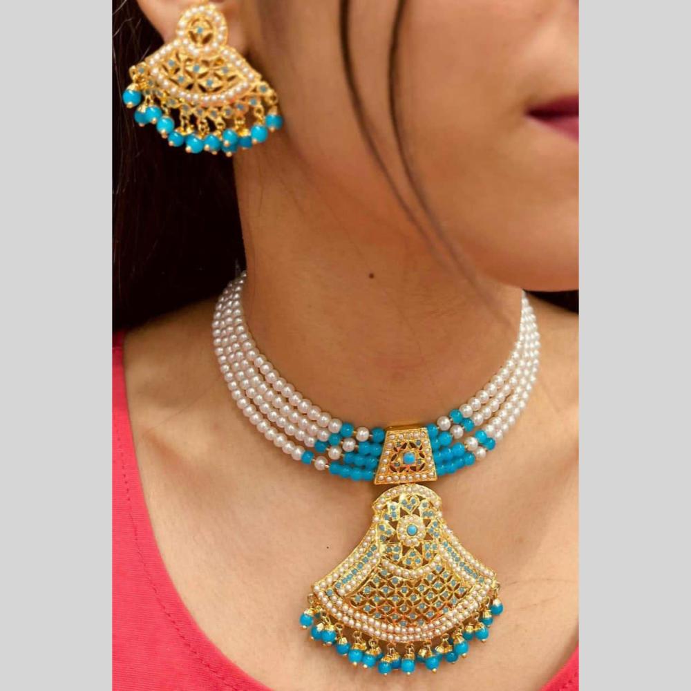 Everlasting Jadau Designer Elegant Austrian Stone Accents Beaded Choker Set