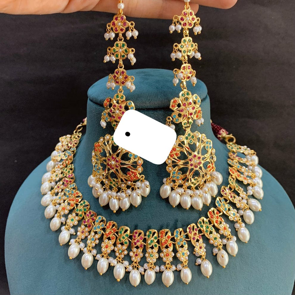 Everlasting Jadau Timeless Pota Stone And Pearl Necklace Set