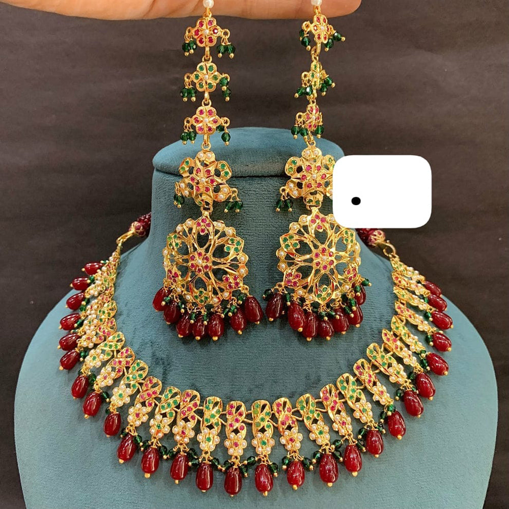 Everlasting Jadau Timeless Pota Stone And Pearl Necklace Set