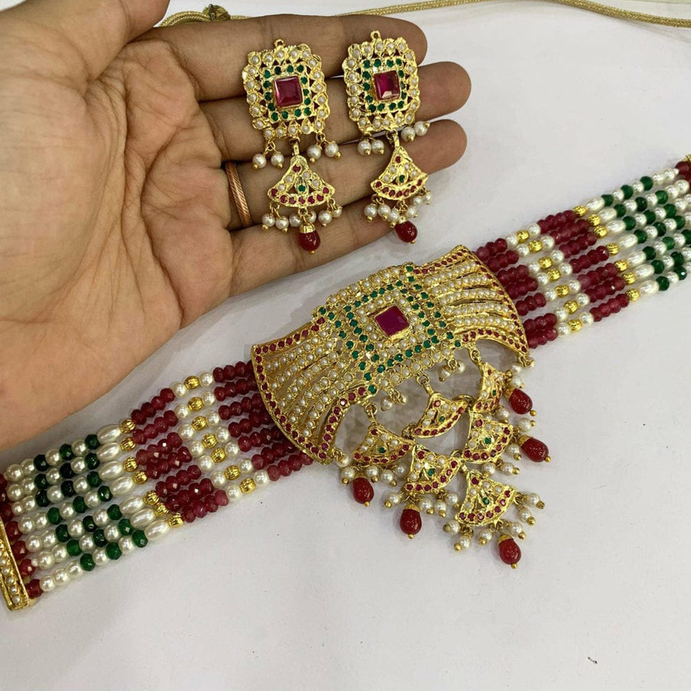 Everlasting Jadau Timeless Pota Stone And Pearl Choker Necklace Set