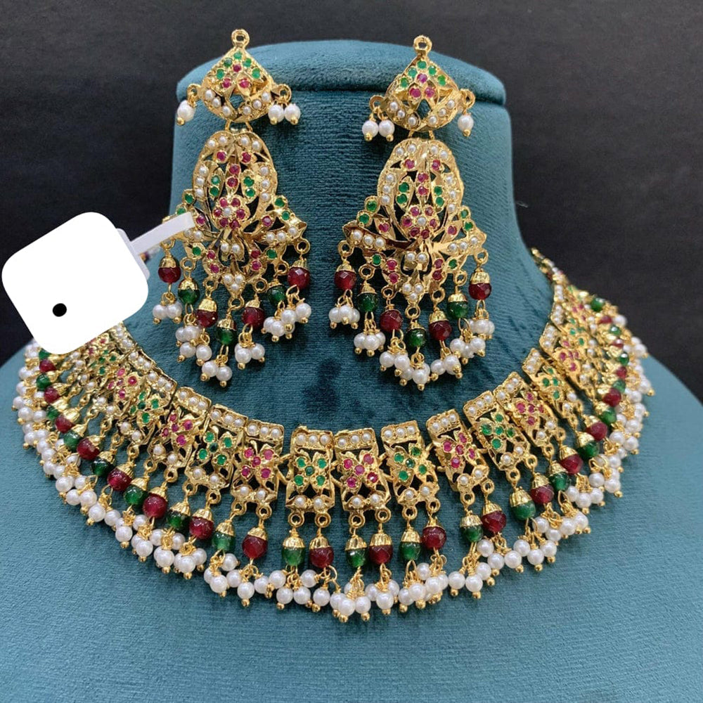 Everlasting Jadau Timeless Pota Stone And Pearl Choker Necklace Set