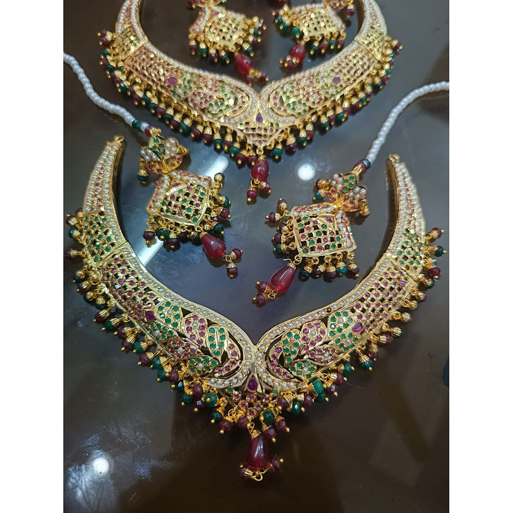 Everlasting Jadau Timeless Pota Stone And Pearl Necklace Set