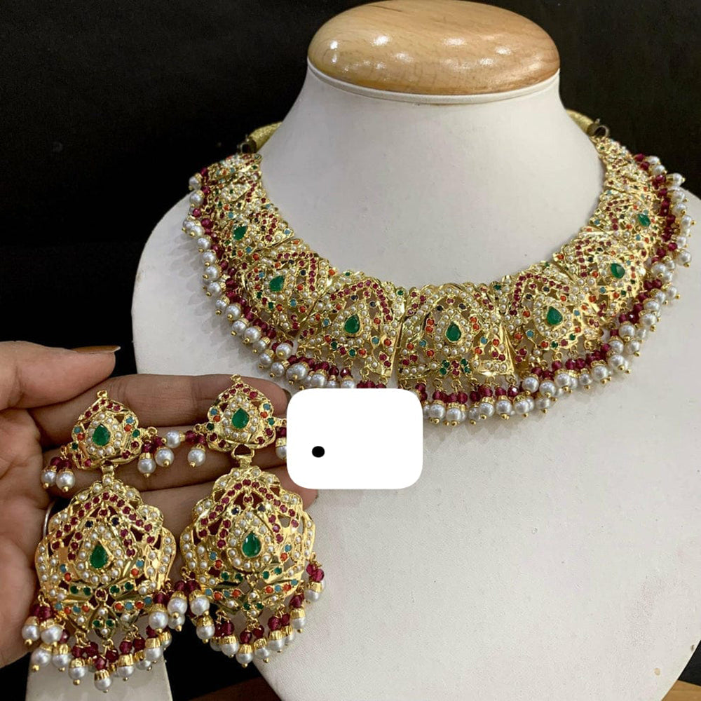Everlasting Jadau Timeless Pota Stone And Pearl Necklace Set