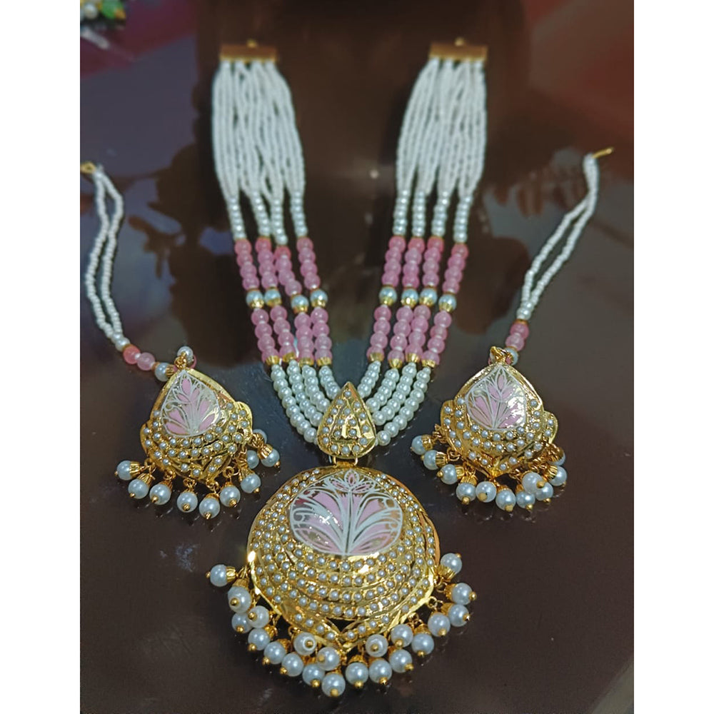 Everlasting Jadau Designer Austrian Stone And Pearl Meenakari Necklace Set