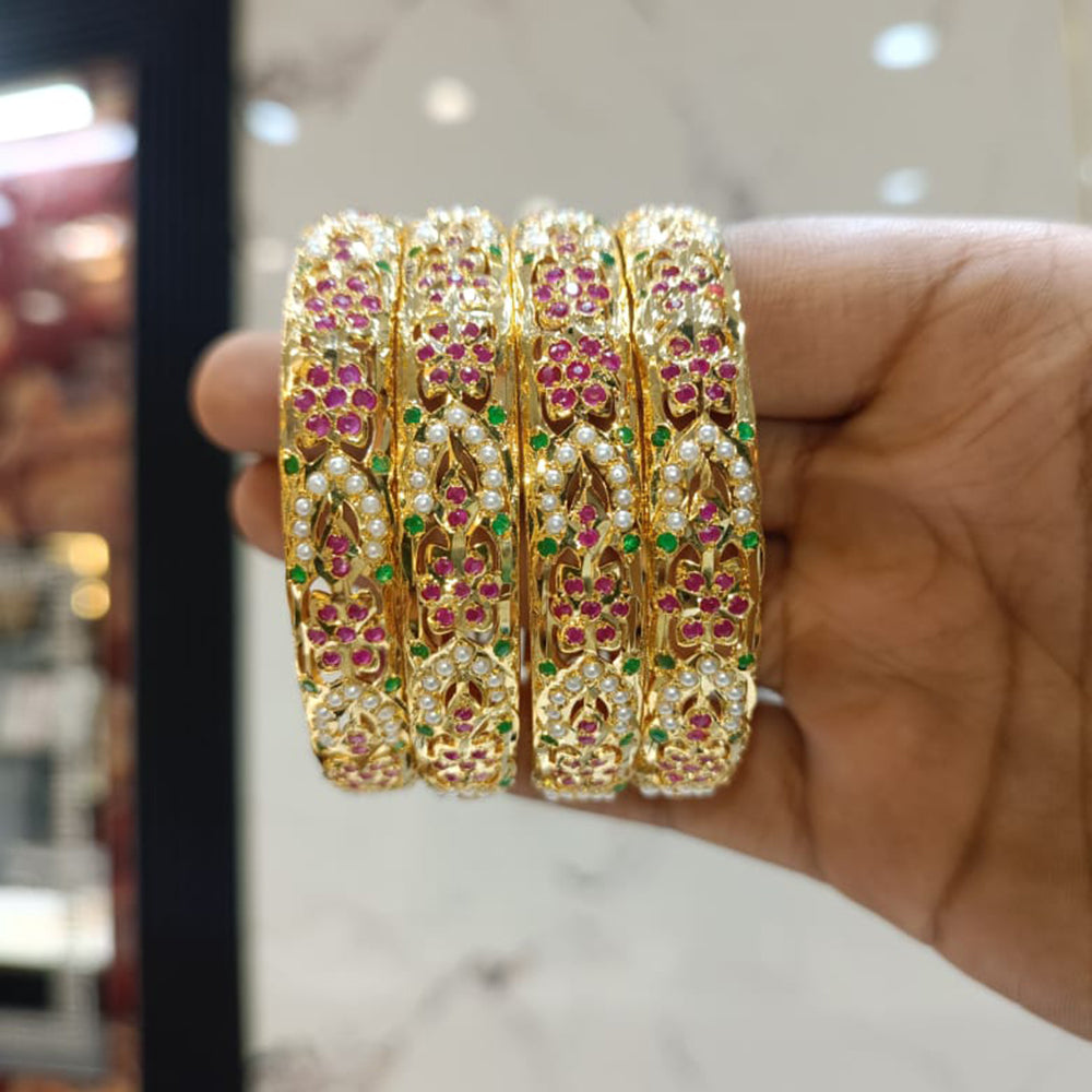 Everlasting Jadau Royal Austrian Stone Pearl Pearl Bangles Set