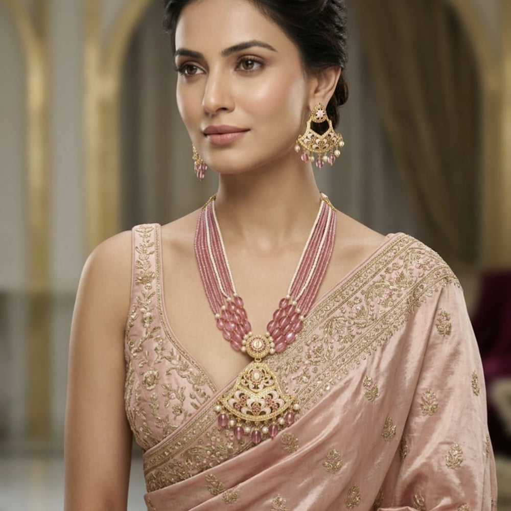Everlasting Jadau Royal Pota Stone And Pearl Jadau Necklace Set
