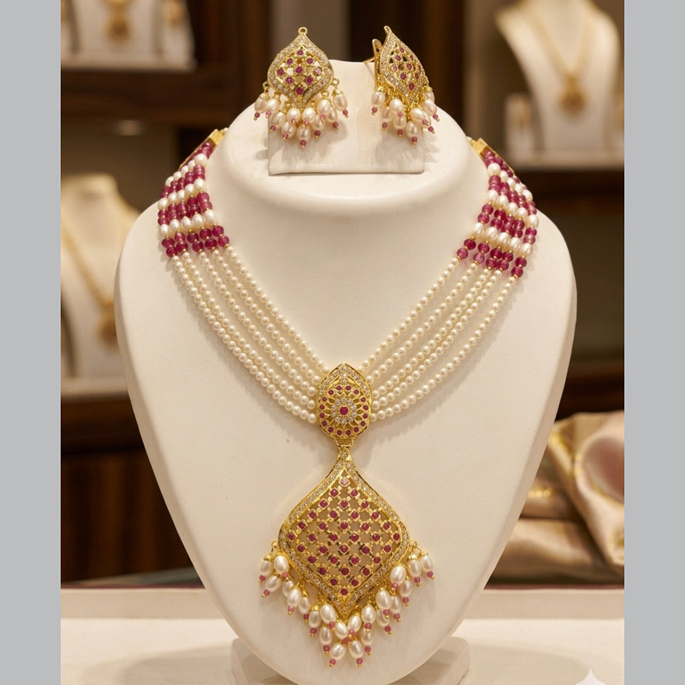 Everlasting Jadau Royal Pota Stone And Pearl Jadau Necklace Set